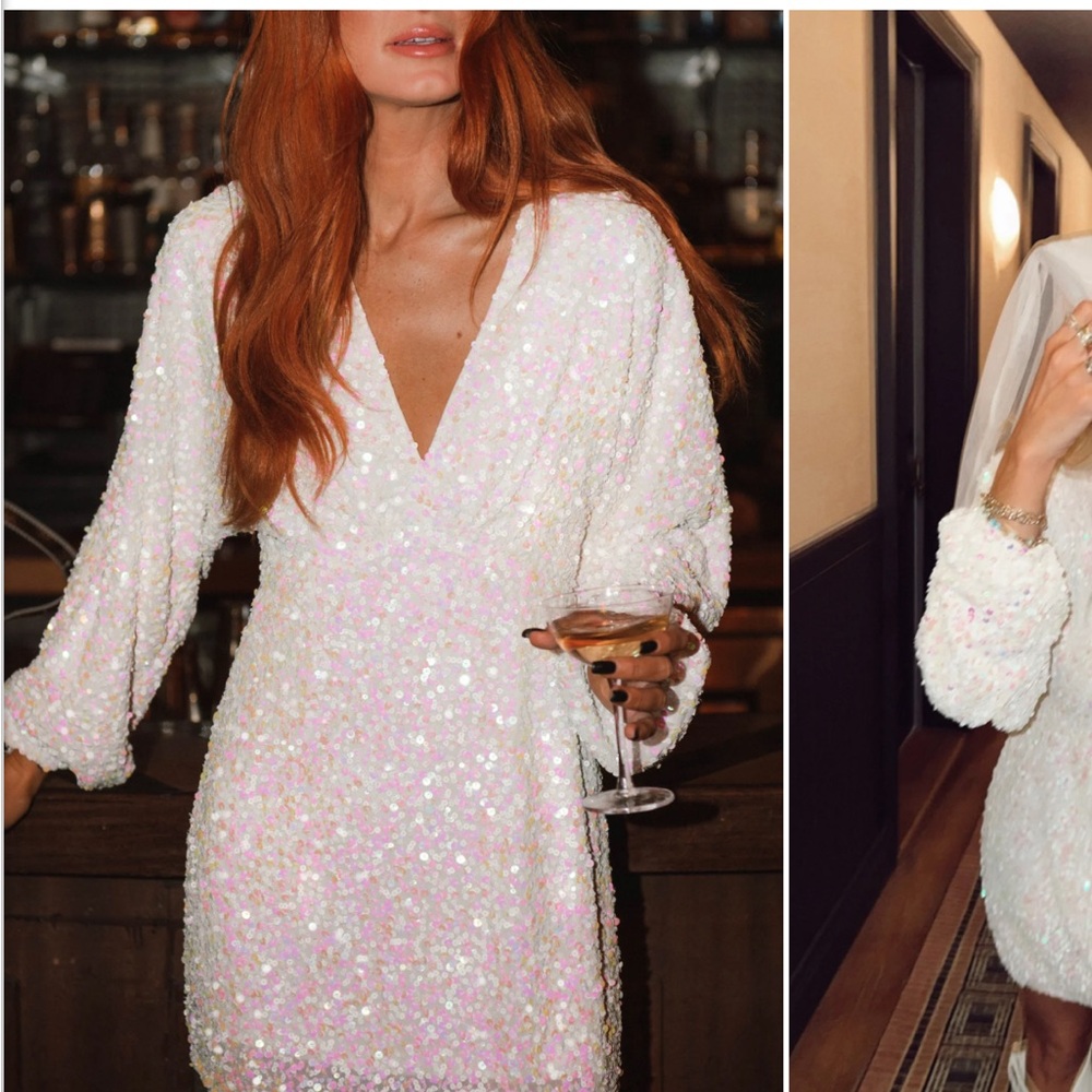 Show Me Your MuMu White Sequin Mini Dress